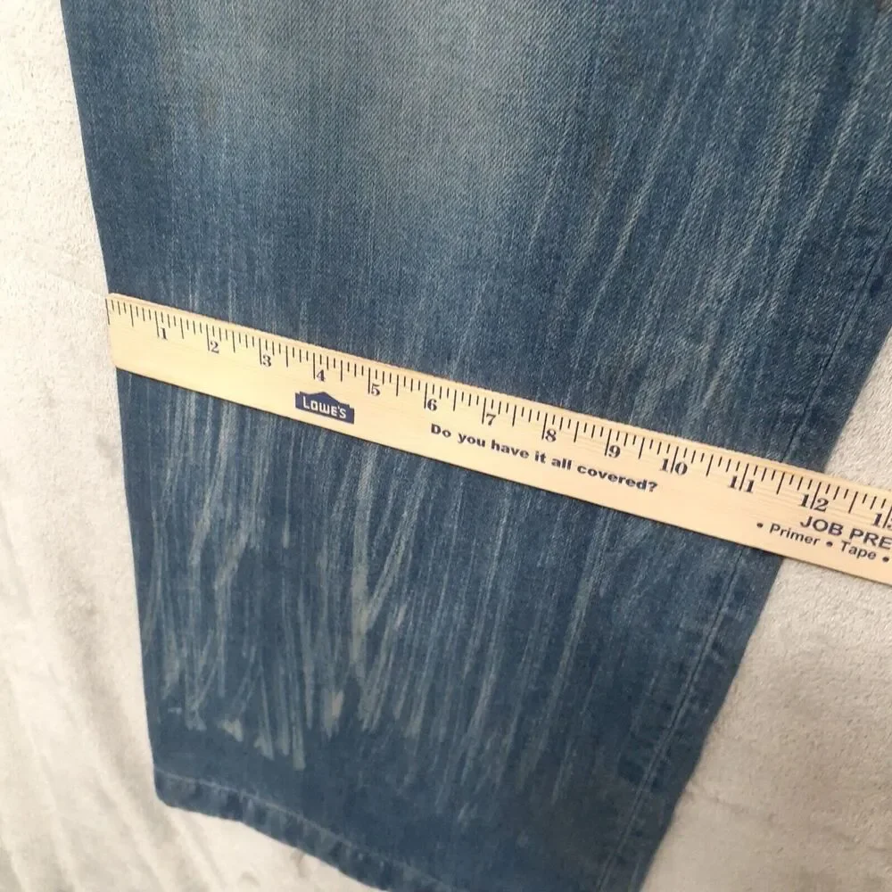 Guess Red Label Mens Denim Button Fly Wide Leg Distressed Size 38x34 Y2K Grunge